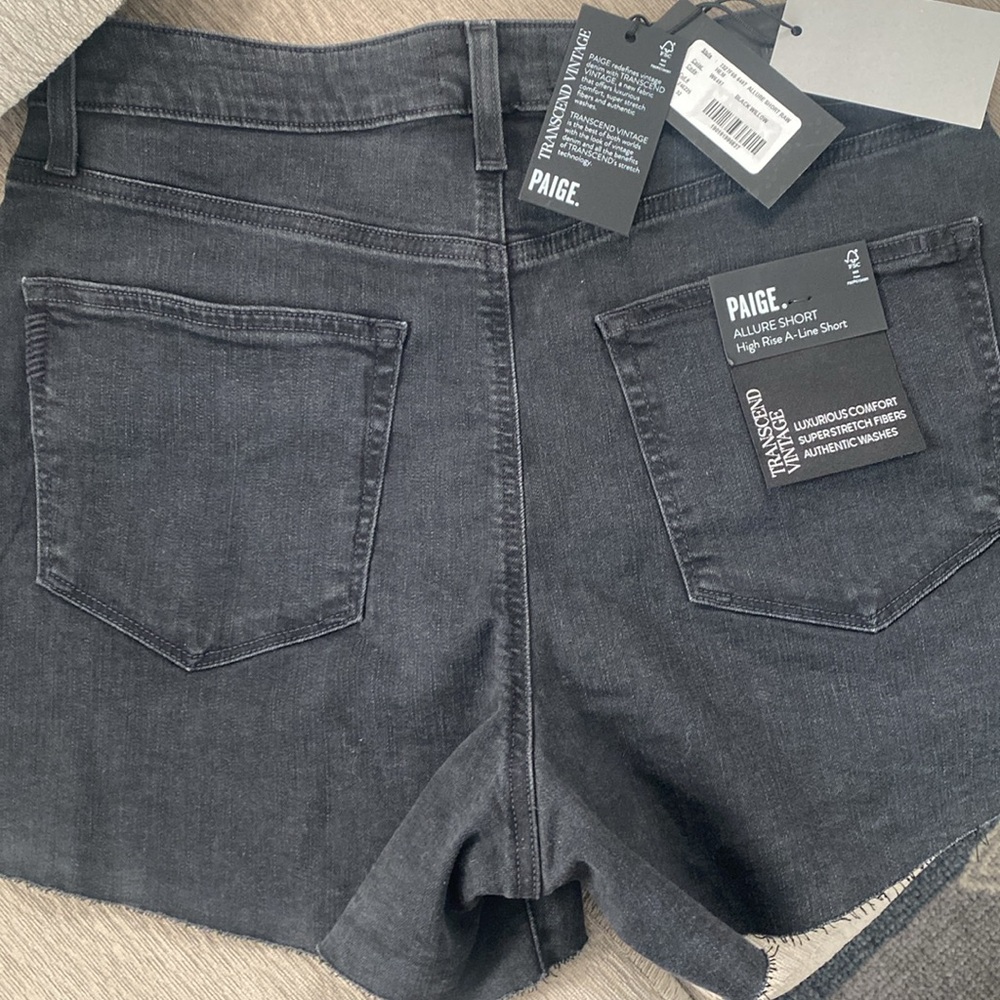 PAIGE High Waist Allure Black Denim Shorts - Size 32 - NEW